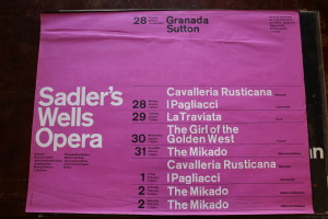 Poster for various performances by Sadler's Wells Opera at the London Coliseum