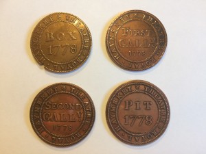 Four tokens of entry for the Haymarket Theatre